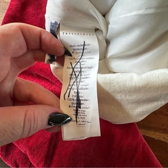 Pottery Barn Red Cream Velvet Large Holiday Christmas Stocking Monogrammed Caden - Picture 7 of 7